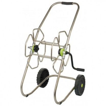 Slangrulle rostfritt stål med gummihjul och ergonomiskt handtag 50m, R15 ½"