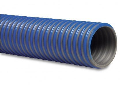 Spiralsugningsslang med PVC spiraler blå Ø38mm, minsta beställning 6m, 25m/rulle, pris/m