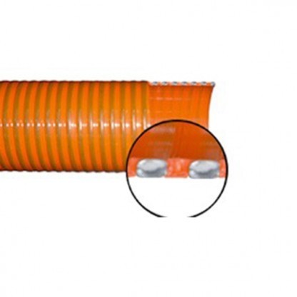 Spiralsugningsslang med PVC spiraler orange Ø51mm minsta beställning 6m, 50m/rulle, pris/m