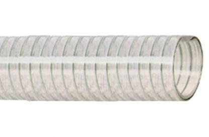 Spiralsugningsslang med PVC spiral transparent Ø25mm, minsta beställning 6m, 50m/rulle, pris/m