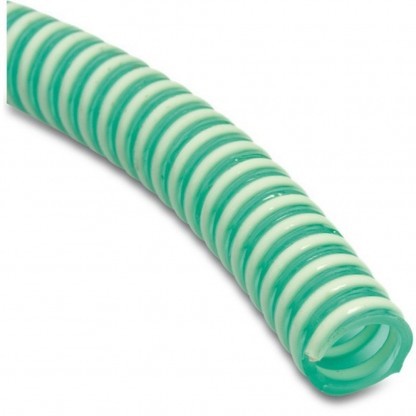 Spiralsugningsslang med PVC spiral grön Ø13mm, minsta beställning 6m, 50m/rulle, pris/m