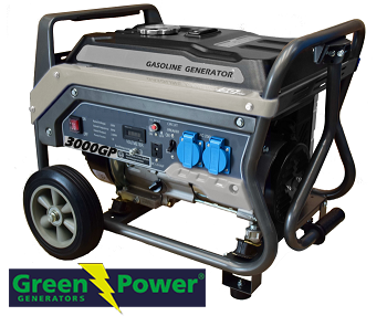 Elverk Greenpower Bensin 4-taktad GPS 3000, 3kVA 2,7kW, 2x230V manuell start