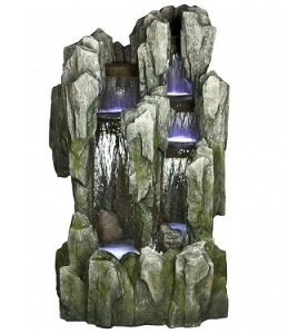 Fontän regnskog vattenfall typ med led-lampor och pump för trädgård dekoration 92x74x151 cm